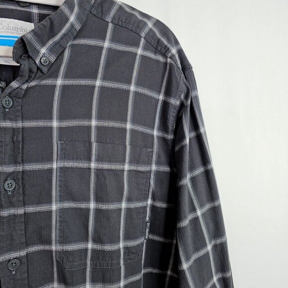 Men's COLUMBIA Button Up Down Shirt Cotton Long Sleeve GRAY PLAID size XL Casual - Picture 3 of 6